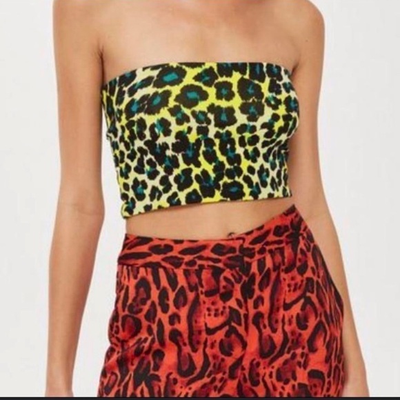TOPSHOP  Neon Leopard Bandeau Top size US 6 - Picture 1 of 6